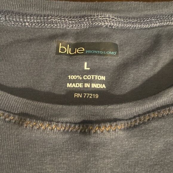 Blue Pronto Uomo Knit Henley Men’s Shirt Size Large - Picture 2 of 6